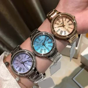 Luxury Diamond Encrusted Women’s Watch Stainless Steel Strap Dial Fashionable Quartz 16mm Pointer