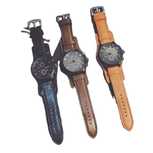 Luxury Fashion Business Sport Watch 40mm Ronda Movement Pointer Dial Glass Big Leather Strap