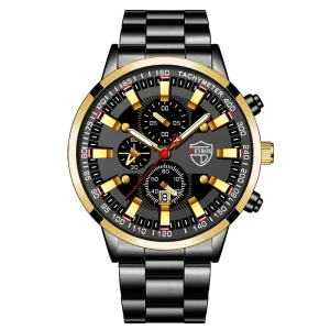 Luxury Fashion Classic Design Mens Watch Black Stainless Steel Sport Wristwatches Male Quartz Watches Reloj Hombre