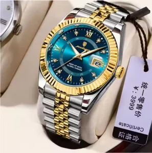 Luxury Fashion Men’s Quartz Watches Stainless Steel Waterproof Luminous Week Date Wristwatch 40mm Oval for Sportsmen