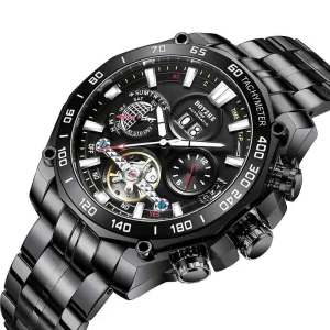 Luxury Fashion Multi-functional Mechanical Men’s Watch Stainless Steel Automatic Luminous Display Water Resistant
