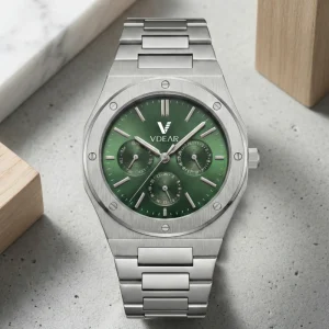 Luxury Fashion Quartz Chronograph Watch for Men 38mm Stainless Steel Case Luminous Digital Display Waterproof Sports Wristwatch