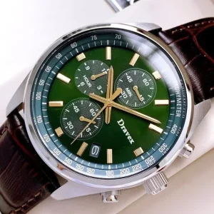 Luxury Fashion Sport Business Men’s Watch Genuine Leather Strap ETA Quartz Movement Water Resistant Luminous Green Dial 22mm