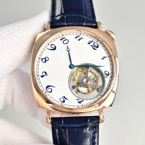 Luxury Fashion Trendy Stainless Steel Case Genuine Leather Strap Skeleton Design Tourbillon Watch Men’s Business Watch