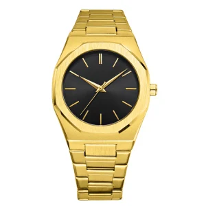 Luxury Gold Custom Logo Men’s Watch 50m Waterproof Minimalist Quartz Wrist Watches for Men