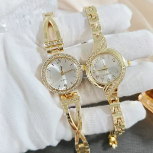 Luxury Gold Diamond Women’s Fashion Retro Ladies Watch Classic Simple Stainless Steel Quartz Watch for Women