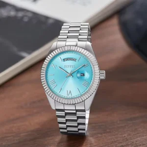 Luxury Gold Red Quartz Stainless Steel Waterproof Luminous Pointer Dial Date Week Men’s Watch