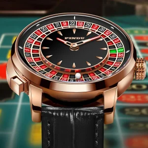 Luxury Japanese Automatic Movement Roulette Wheel Spinning Men’s Mechanical Wrist Watch Leather Strap Stainless Steel
