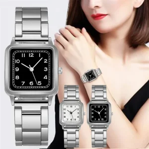 Luxury Ladies Stainless Steel Square Quartz Wristwatches Business Dial Casual Sport Alloy Fashionable Women’s Watch
