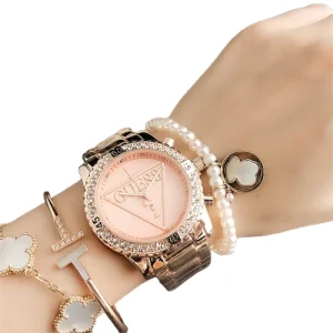 Luxury Ladies Watch Simple Elegant Goddess Style Inverted Triangle Diamond Sapphire Crystal Dial