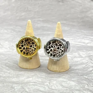Luxury Leopard Ring Watch Round Alloy Finger Watch Gold Silver Quartz Watch Ring Stainless Steel Elastic Band for Women Men