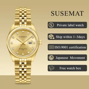 Luxury Lover Watches Men’s Women Classic Fashion All Gold Multifunction Waterproof Calendar Quartz Wristwatch