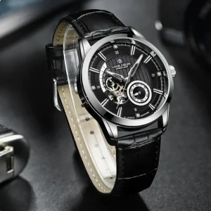 Luxury Luminous Mechanical Waterproof Leather Strap Tourbillon Pointer