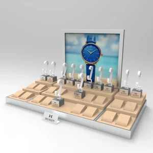 Luxury Matte Lacquered Environmentally Friendly Custom Logo Desktop MDF PU Watch Display Rack Wooden Stand