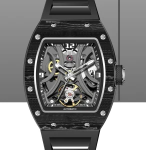 Luxury Mechanical Men’s Wristwatch with Tourbillon and Hollow Dial Analog Display