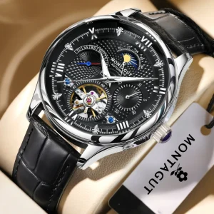 Luxury Mechanical Watch Gear Structure Round Case Automatic Mechanical Watch with Stainless Steel