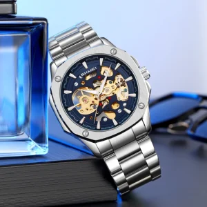 Luxury Mechanical Wristwatch Stainless Steel Strap Case Back 30M Waterproof Daily Wear Watch