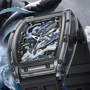 Luxury Men Automatic Mechanical Watch 46MM Acrylic Case Rubber Strap Waterproof Luminous Mountain Sea Classics