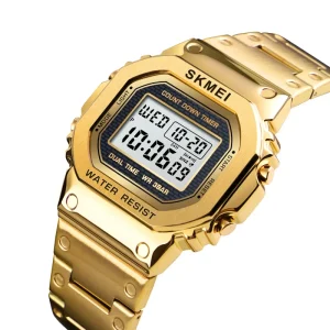 Luxury Men Stainless Steel Strap Wrist Watch 30m Waterproof Digital Watches SKMEI 1456