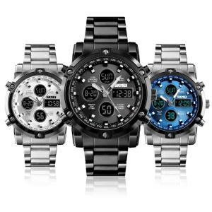 Luxury Men Wrist Steel Watch Waterproof Led Screen Steel Mens Digital Watches