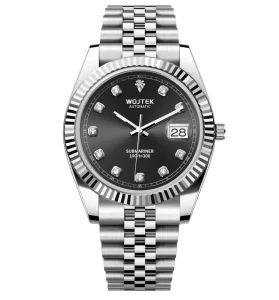 Luxury Men’s Automatic Mechanical Sapphire Glass Gold Watch Power Reserve Diver with Pointer Dial Display