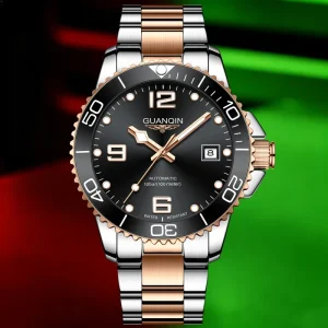 Luxury Men’s Automatic Mechanical Sport Watch Stainless Steel Band Diver Feature Sapphire Crystal Pointer Dial Display ETA