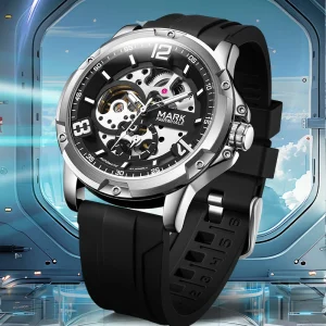 Luxury Mens Automatic Mechanical Watch 43MM Metal Case Rubber Band Hollow Bottom Cover Waterproof Luminous Sport