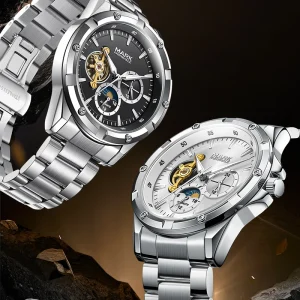Luxury Mens Automatic Mechanical Watch 44MM Metal Case Perspective Bottom Cover Waterproof Luminous Classic Style