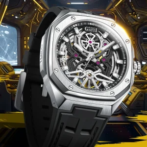 Luxury Mens Automatic Mechanical Watch Sapphire Glass 5ATM Water Resistant Fluoro Rubber Band Business Wristwatch