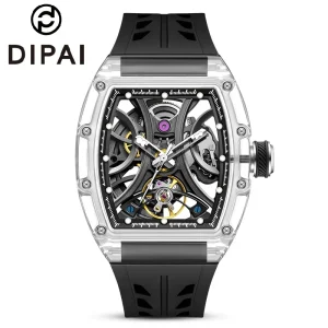 Luxury Men’s Automatic Mechanical Watch Waterproof Luminous FKM Rubber Strap Tonneau Case Accept OEM ODM