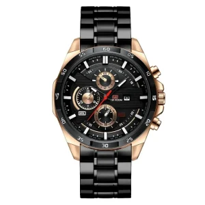 Luxury Mens Business Dress Quartz Watch Sport Waterproof Chronograph Stainless Steel Band Luminous Calendar