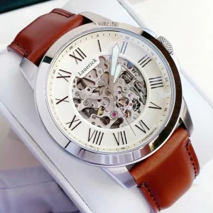 Luxury Men’s Classic Automatic Movement Watch High Quality Luminous Pointer Big Dial Waterproof 50M Leather Strap