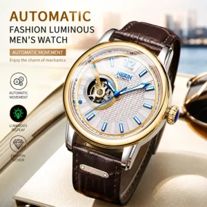 Luxury Men’s Fully Automatic Mechanical Watch Fashion Night Light Waterproof Leisure Hollow Designer Watch