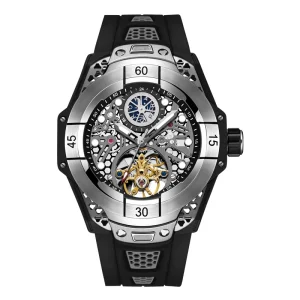 Luxury Men’s Mechanical Automatic Movement Wristwatch Silicone Pointer Waterproof Luminous Glass