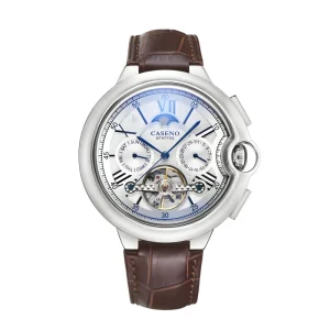 Luxury Men’s Mechanical Automatic Watch Multi-Dial Tourbillon Hollow Buckle Business Style Leather Water Resistant