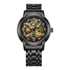 Luxury Men’s Quartz Watch Waterproof Luminous Date Week Display Business Wristwatch Featuring Glass Dial Alloy