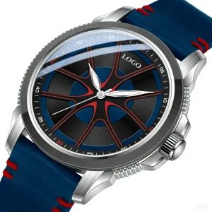Luxury Men’s Rim Design Automatic Mechanical Fashion Watch Stainless Steel Case Genuine Leather Strap Sapphire Crystal
