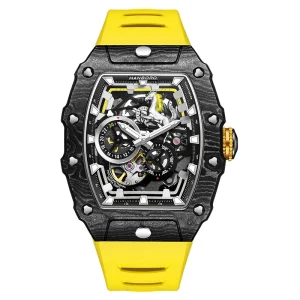 Luxury Men’s Sport Watch with Carbon Fiber Dial Luminous Mechanical Movement Rubber Band and Waterproof Case