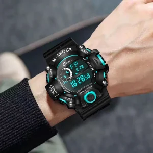 Luxury Men’s Sports Digital Analog Watch Double Time Display Dial Quartz Movement