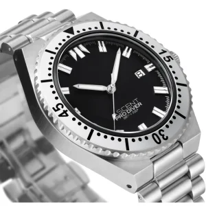 Luxury Men’s Stainless Automatic Mechanical Watch 20ATM Water Resistant Leather Rubber Band Analog Dial Custom Logo
