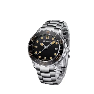 Luxury Men’s Stainless Steel Automatic Mechanical Skeleton Design Analog Dive Watch with Seiko Movement