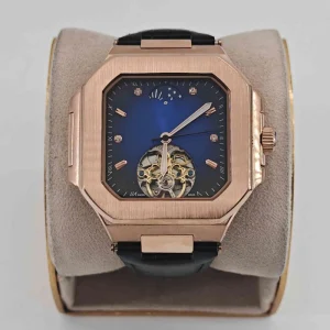 Luxury Men’s Stainless Steel Automatic Mechanical Watch Hollowed Square Chronograph Luminous Feature Bands 24mm Pointer Dial