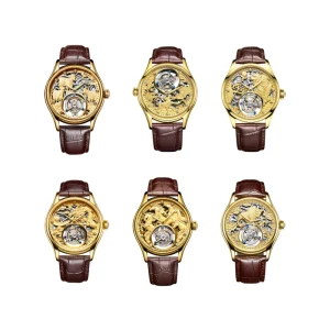 Luxury Men’s Tourbillon Watch 3D Hollow Dragon Stainless Steel Waterproof Zodiac Mechanical Wrist Watches