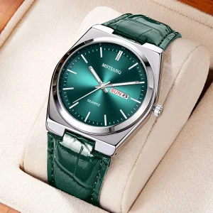 Luxury Men’s Waterproof Luminous Leather Strap Quartz Watch Week Day