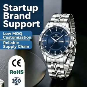 Luxury Men’s Waterproof Wristwatch with Calendar Trendy Stainless Steel Factory Direct Featuring Pointer