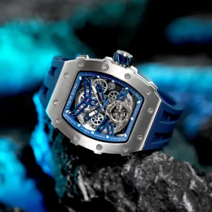 Luxury Miyota Automatic Mechanical Stainless Steel Watch Men 5BAR Waterproof Tonneau Case Analog Dial Display
