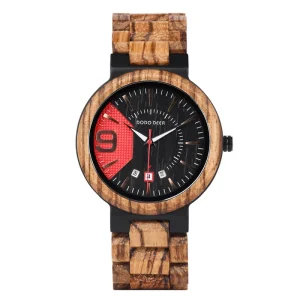 Luxury Miyota Quartz Wood Wrist Watch, Fashionable Antique Charm Sport Style, Pointer Dial, 10mm Wooden Watch
