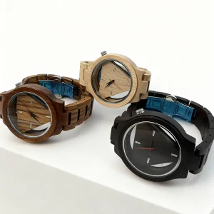 Luxury Modern Fashion Business Coin Charm Quartz Seiko Movement Zebrawood Band 18mm 42mm Glass Dial Pointer Waterproof Men’s