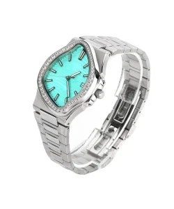 Luxury New Mechanical Watch with Diamond Bezel and Unique Sapphire Crystal Date Display Stainless Steel Strap