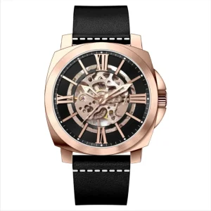 Luxury OEM Hollow Out Automatic Mechanical Watch Men Wrist Silicone Watch for Private Label Watch